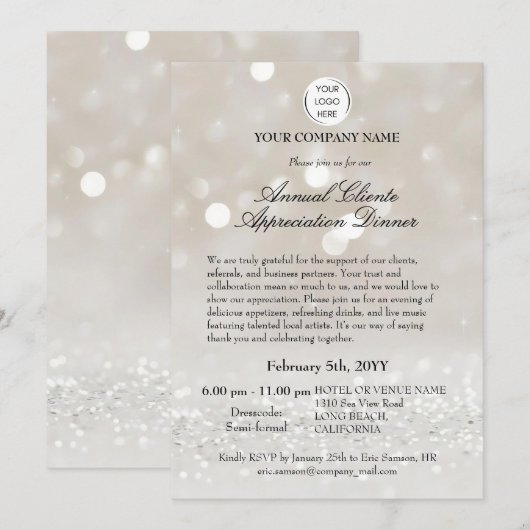 Elegante zakelijke klant waardering Diner Kaart (Voorkant / Achterkant)