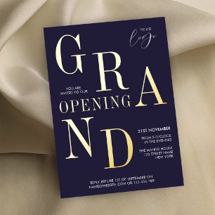 Elegante zakelijke lancering Corporate Logo Navy & Folie Uitnodiging
