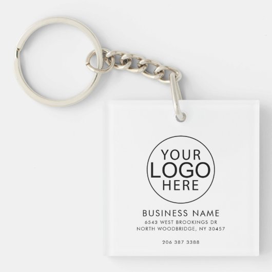 Elegante zakelijke logo bedrijfs QR-code aangepast Sleutelhanger (Voorkant)