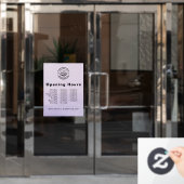 Elegante Zakelijke Logo & Openingstijden Lichtblau Raamsticker (Kantoordeur)