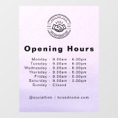 Elegante Zakelijke Logo & Openingstijden Lichtblau Raamsticker (Vel)