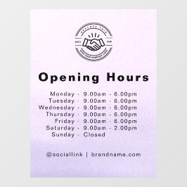 Elegante Zakelijke Logo & Openingstijden Lichtblau Raamsticker