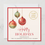 Elegante zakelijke logo QR-code kerstversiering Feestdagenkaart (Voorkant)