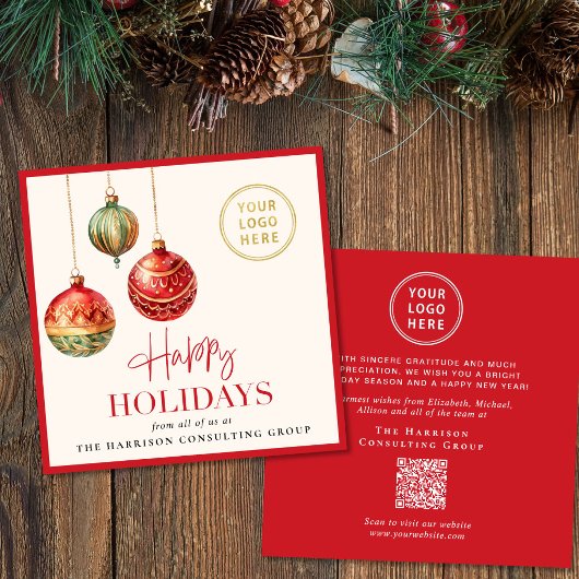 Elegante zakelijke logo QR-code kerstversiering Feestdagenkaart