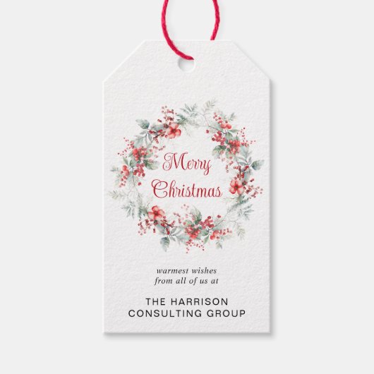 Elegante Zakelijke Logo QR Code Vrolijk Kerstfeest Cadeaulabel (Voorkant)