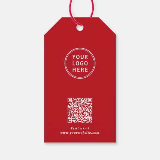 Elegante Zakelijke Logo QR Code Vrolijk Kerstfeest Cadeaulabel (Achterkant)