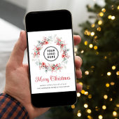Elegante Zakelijke Logo QR Code Vrolijk Kerstfeest Feestdagen Kaart