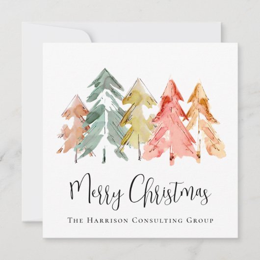 Elegante Zakelijke Logo QR Code Vrolijk Kerstfeest Feestdagenkaart (Voorkant)