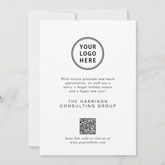 Elegante Zakelijke Logo QR Code Vrolijk Kerstfeest Feestdagenkaart (Achterkant)