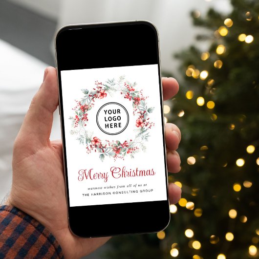 Elegante Zakelijke Logo QR Code Vrolijk Kerstfeest Feestdagenkaart