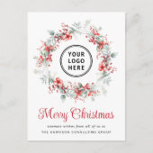 Elegante Zakelijke Logo QR Code Vrolijk Kerstfeest Feestdagenkaart (Voorkant)