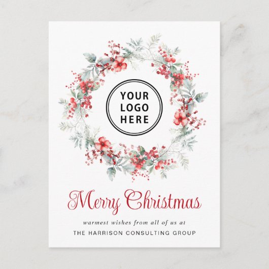 Elegante Zakelijke Logo QR Code Vrolijk Kerstfeest Feestdagenkaart (Voorkant)