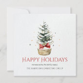 Elegante Zakelijke Logo QR Code Waterverf Kerstmis Feestdagenkaart (Voorkant)