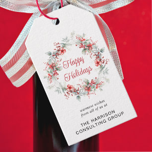 Elegante Zakelijke Logo QR Code Zakelijke Kerstmis Cadeaulabel