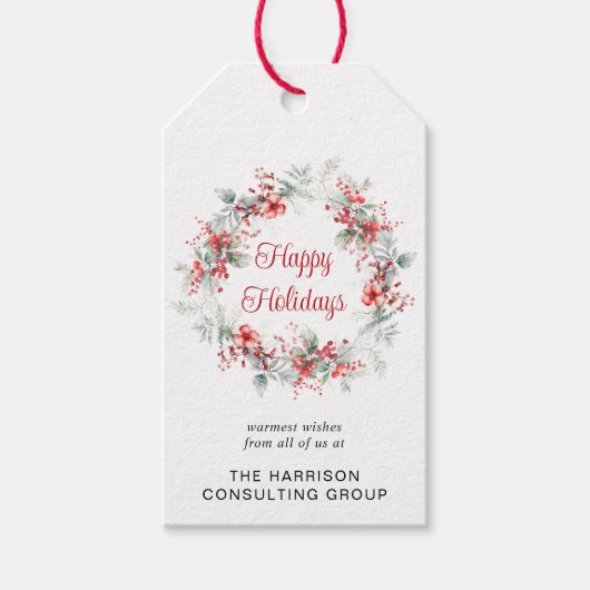 Elegante Zakelijke Logo QR Code Zakelijke Kerstmis Cadeaulabel (Voorkant)