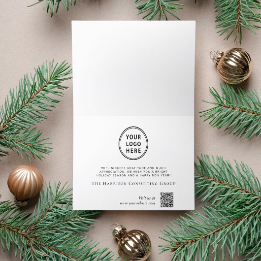 Elegante Zakelijke Logo QR Code Zakelijke Kerstmis Feestdagen Kaart