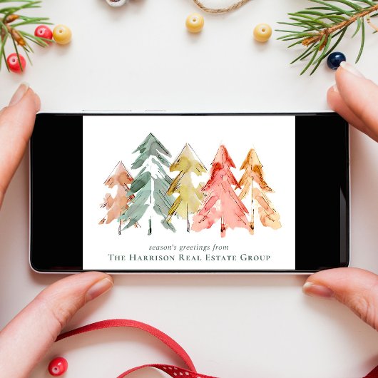 Elegante Zakelijke Logo QR Code Zakelijke Kerstmis Feestdagen Kaart