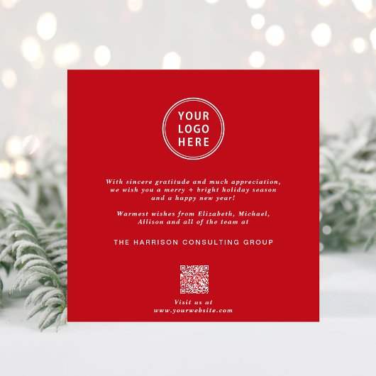 Elegante Zakelijke Logo QR Code Zakelijke Kerstmis Feestdagenkaart
