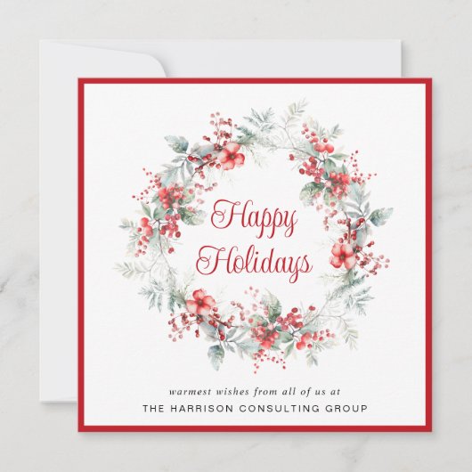 Elegante Zakelijke Logo QR Code Zakelijke Kerstmis Feestdagenkaart (Voorkant)