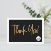 Elegante zakelijke logo Social Media Black Gold Bedankkaart (Staand voorkant)