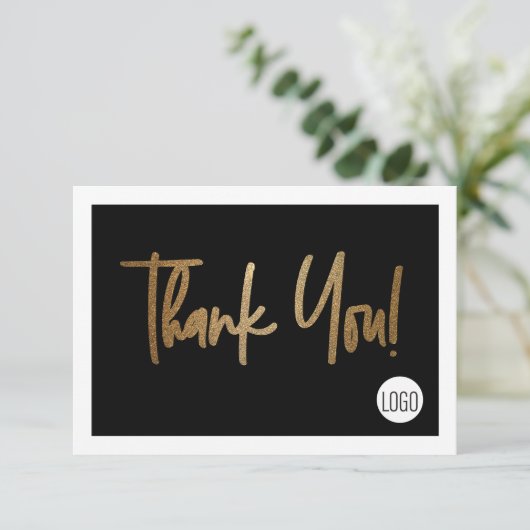 Elegante zakelijke logo Social Media Black Gold Bedankkaart (Staand voorkant)