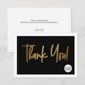 Elegante zakelijke logo Social Media Black Gold Bedankkaart (Voorkant / Achterkant)