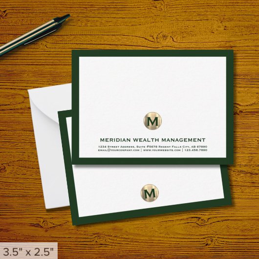 Elegante zakelijke Monogram Note Kaarten Notitiekaartje