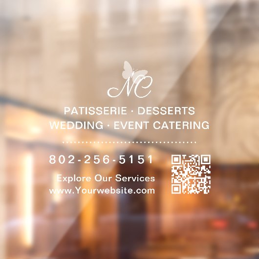 Elegante zakelijke monogram QR-code telefoonnummer Raamsticker (Vel 2)