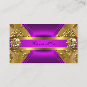 Elegante Zakelijke Paarse Magenta Gouden Damast Si Visitekaartje