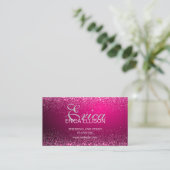 Elegante Zakelijke QR-code Roze Zilver Visitekaartje (Staand voorkant)