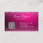 Elegante Zakelijke QR-code Roze Zilver Visitekaartje (Achterkant)