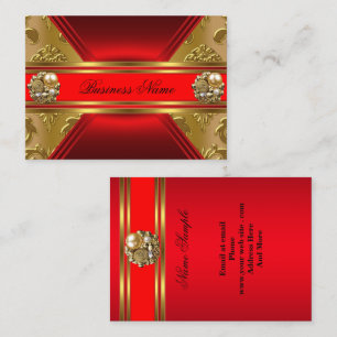 Elegante Zakelijke Rode Gouden Damast Jewel 2 Visitekaartje