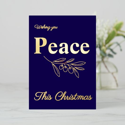 Elegante zakelijke vrede dit kerstgoud folie feestdagenkaart (Staand Voorkant)