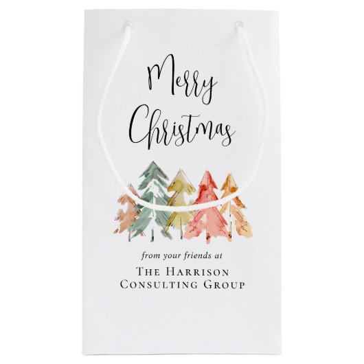 Elegante zakelijke vrolijke kerstvakantie klein cadeauzakje (Achterkant)