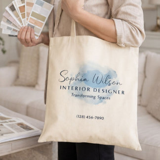 Elegante Zakelijke Waterverf Handtekening voor Pro Tote Bag