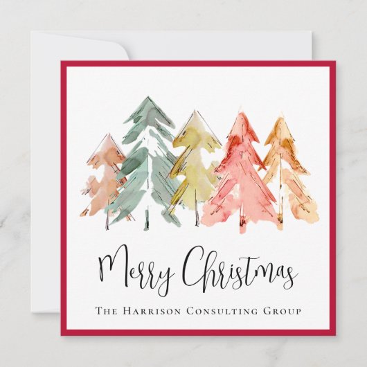 Elegante zakelijke Waterverf Vrolijk kerstfeest Feestdagenkaart (Voorkant)