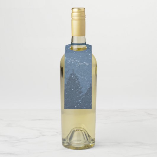 Elegante zakelijke winter sneeuwbomen Blauwe vakan Flessenhanger (Op fles)