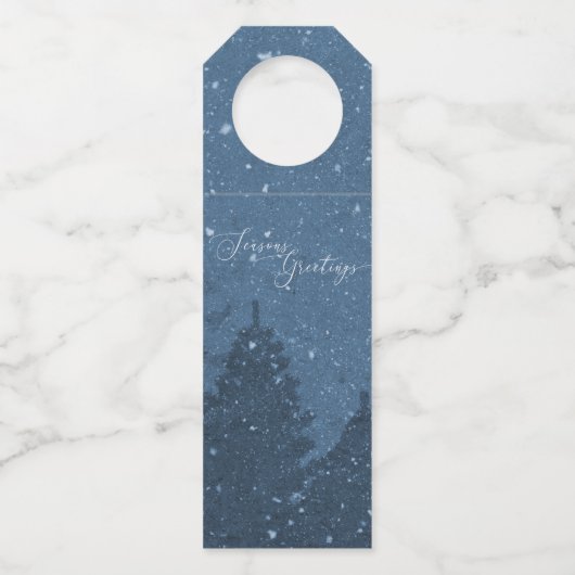 Elegante zakelijke winter sneeuwbomen Blauwe vakan Flessenhanger (Voorkant)