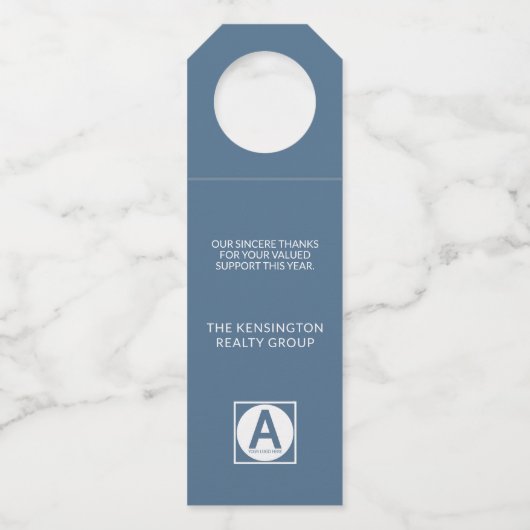 Elegante zakelijke winter sneeuwbomen Blauwe vakan Flessenhanger (Achterkant)