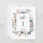 Elegante Zalige Bloemen Trouwtafel Nummer (Voorkant)