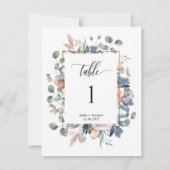 Elegante Zalige Bloemen Trouwtafel Nummer (Achterkant)