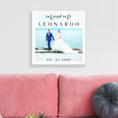 Elegante zalige trouwfoto Mr. & Mrs Monogram Canvas Afdruk (Insitu (Woonkamer))