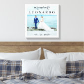 Elegante zalige trouwfoto Mr. & Mrs Monogram Canvas Afdruk (Insitu (Slaapkamer))