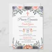 Elegante zalm gekleurd Eerste Communie in het Spaa Kaart (Voorkant)