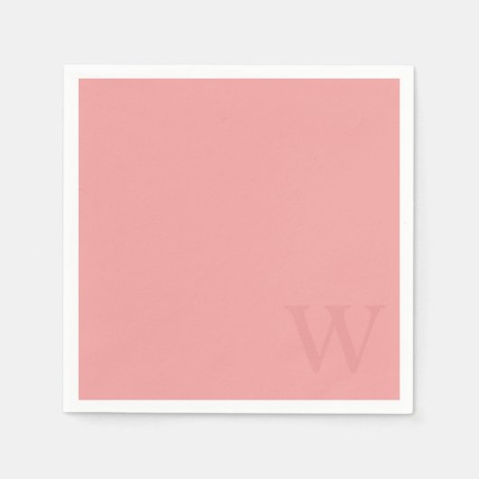 Elegante zalm roze monogram papieren servetten (Voorkant)