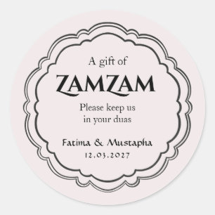 Elegante Zamzam-watercadeauset met aangepaste name Ronde Sticker