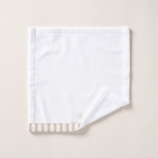 Elegante Zand Dollar Stripes Familienaam Bad Handdoek (Wasdoekje)