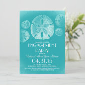 Elegante  zanddollar strand verlovingsfeest kaart (Staand voorkant)