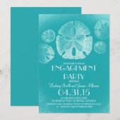 Elegante  zanddollar strand verlovingsfeest kaart (Voorkant / Achterkant)