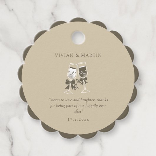 Elegante zandgroene bruiloft bedankjes labels (Voorkant)